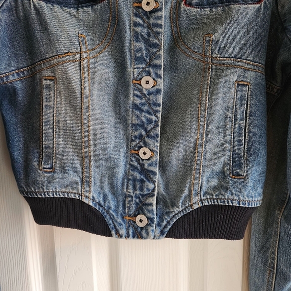 Marithe Francois Girbaud Bomber Denim Jacket Cropped Y2K Size M - Picture 4 of 14